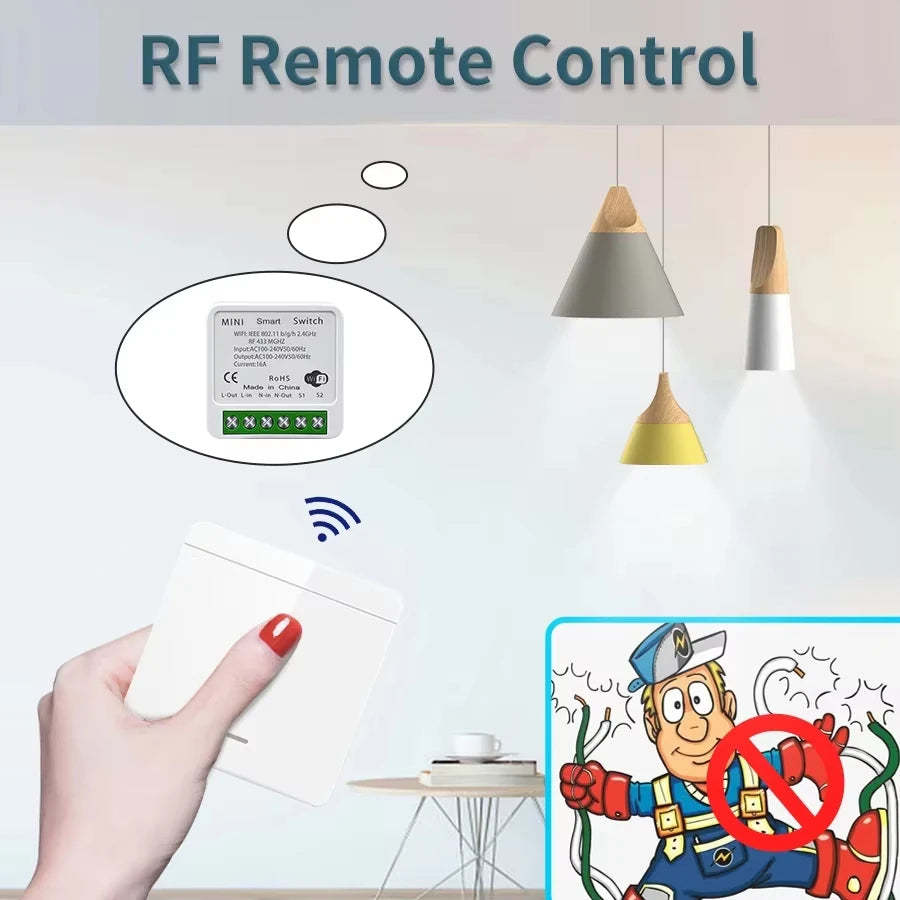 1/2/3Gang Wall Switch RF 433Mhz Wireless Light Switch Tuya Smart Wifi Switch Smart Life APP Voice Control with Alexa Google Home