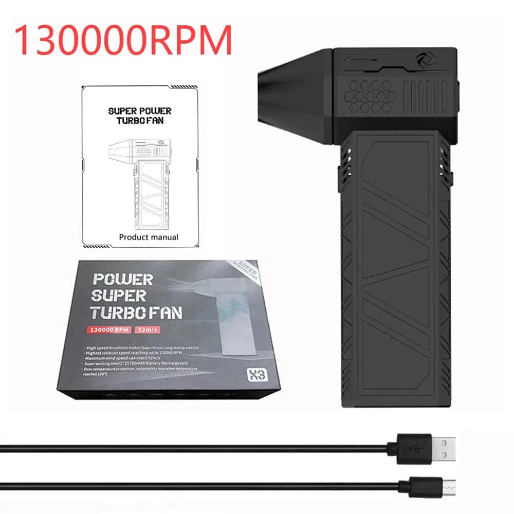 Mini Turbo Jet Fan Electric Air Duster with 1&3 Gear Adjustable Speed 130000RPM 52M/S Car Computer Cleaning Blower Tool Kit